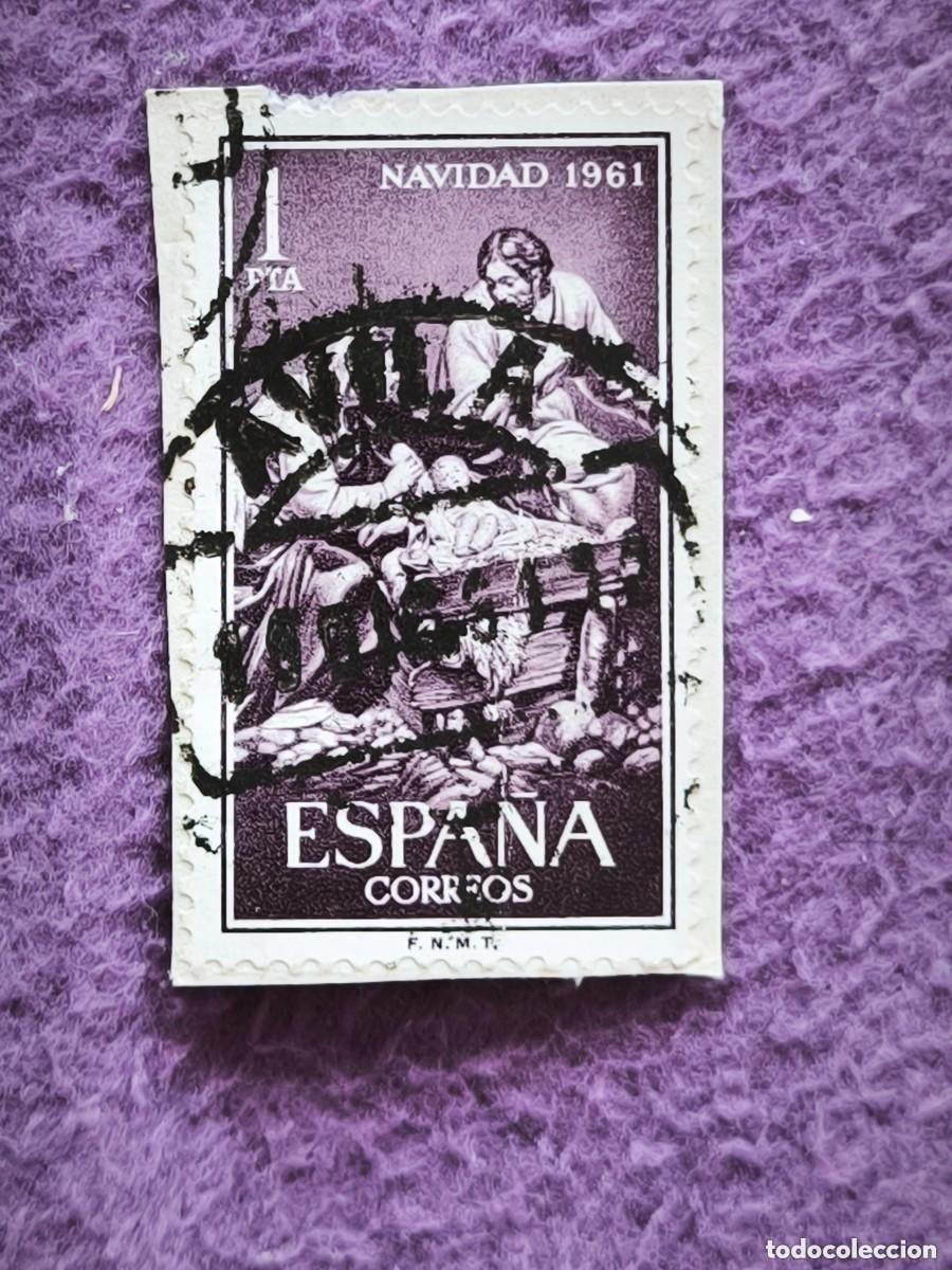 Briefmarken: Sello Espa&ntilde;a 1 Peseta Navidad 1961 Nacimiento De Jes&uacute;s Bel&eacute;n Filatelia Cl&aacute;sica