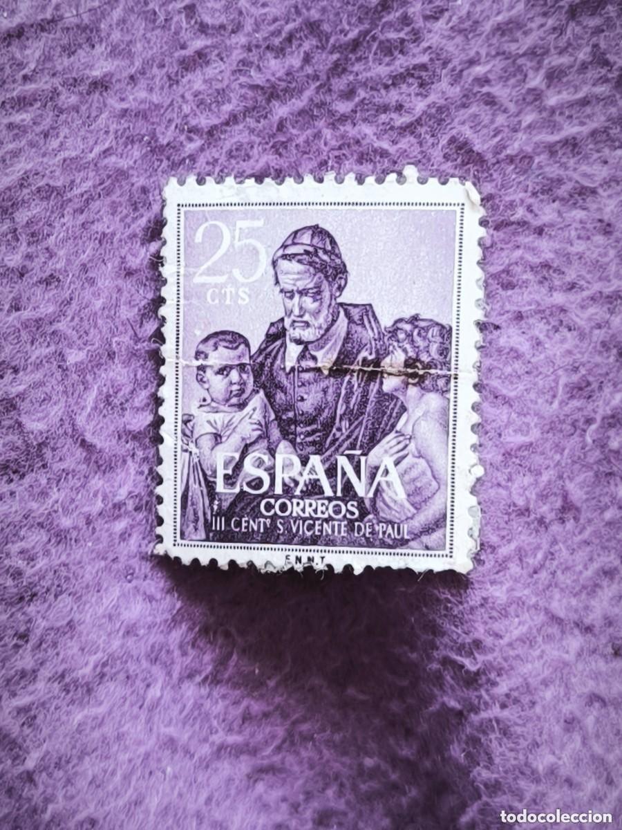 Stamps: Sello Espa&ntilde;a 25 Cts San Vicente De Pa&uacute;l III Centenario Filatelia Cl&aacute;sica