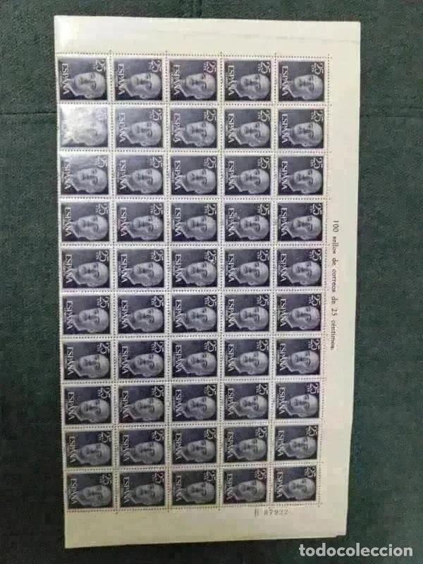 Sellos: Pliego de 100 sellos de Francisco Franco de espa&ntilde;a