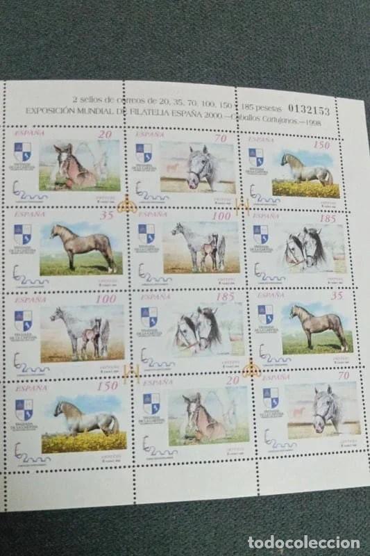 Sellos: Hoja 12 Sellos Caballos Cartujanos Espa&ntilde;a