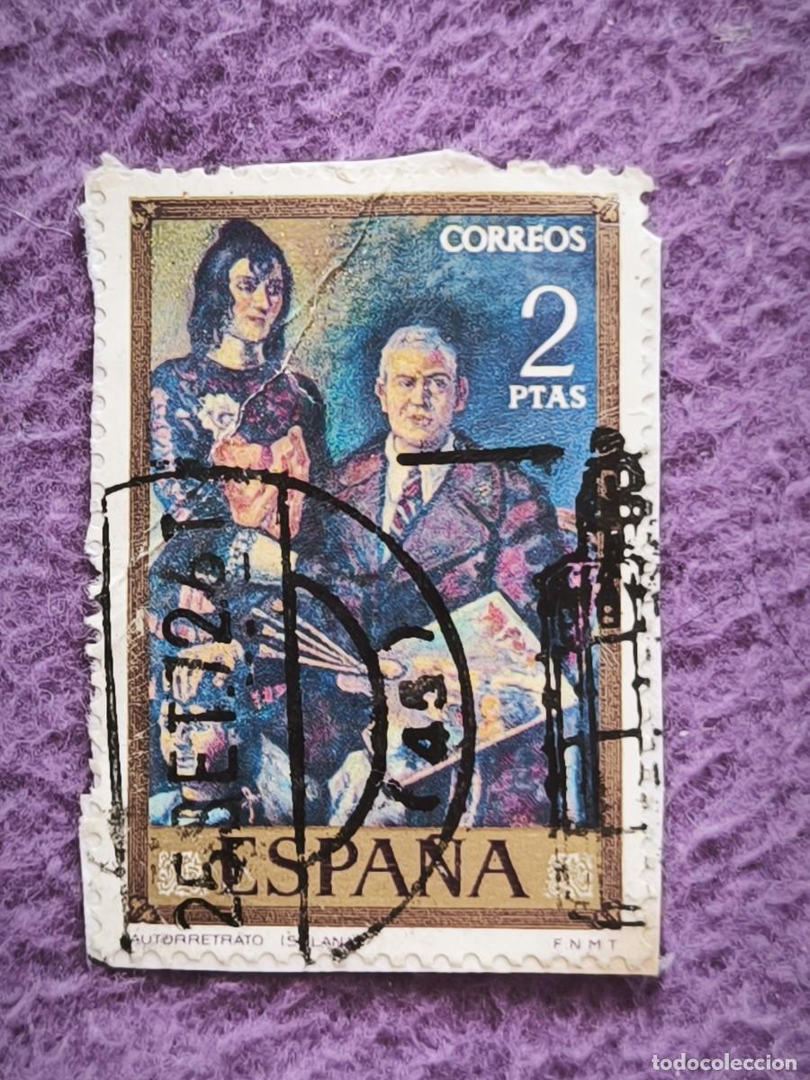 Selos: Sello Antiguo Espa&ntilde;a 2 Pesetas &ndash; Autorretrato Del Pintor Solana Obra De Arte Para Coleccionar