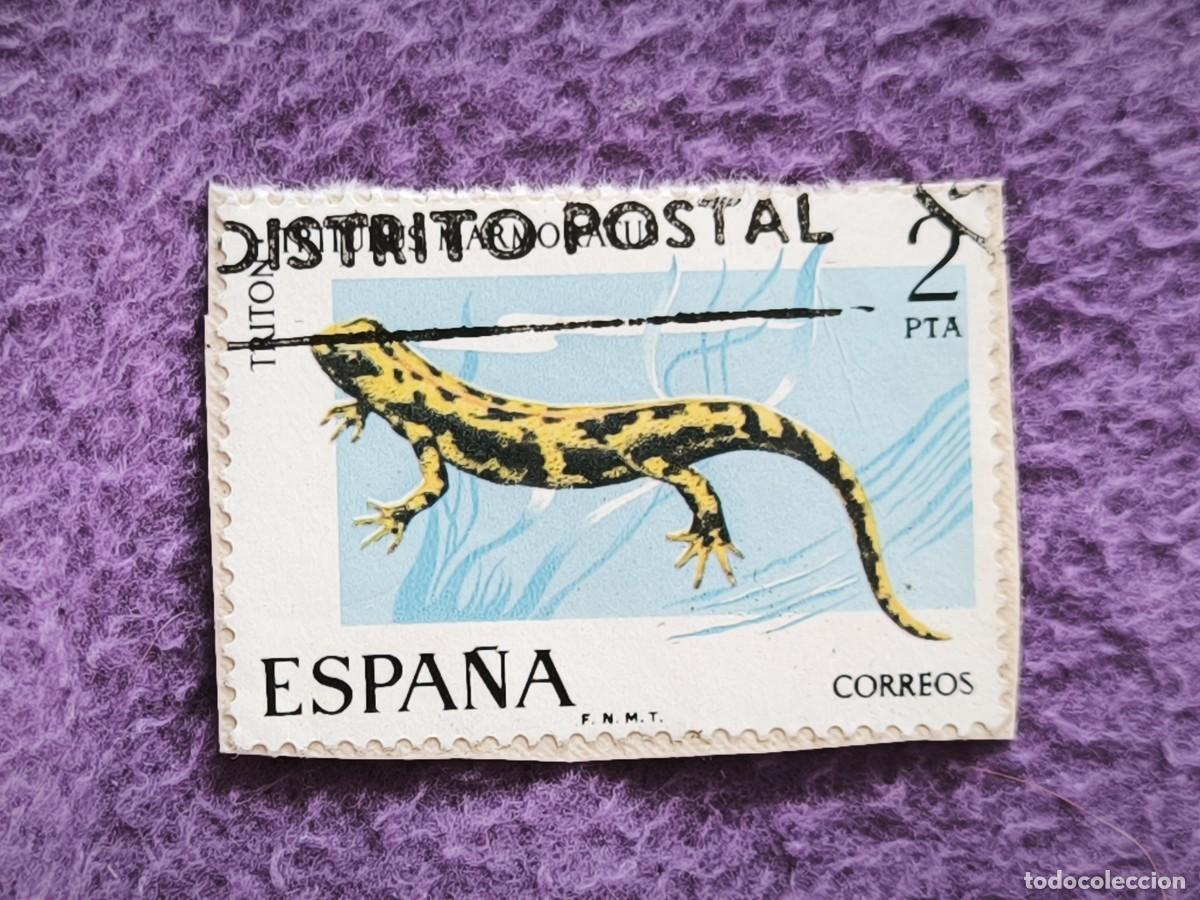 Selos: Sello Antiguo Espa&ntilde;a 2 Pesetas &ndash; Trit&oacute;n Fauna Hisp&aacute;nica Anfibio Para Coleccionistas Filatelia