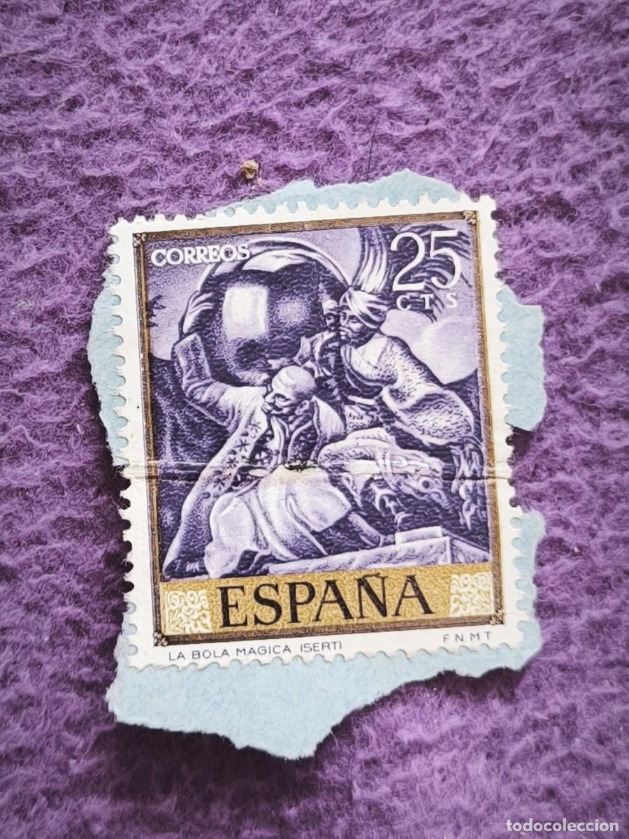 Francobolli: Sello Antiguo Espa&ntilde;a 25 C&eacute;ntimos &ndash; La Bola M&aacute;gica De Sert Pintura Para Coleccionistas