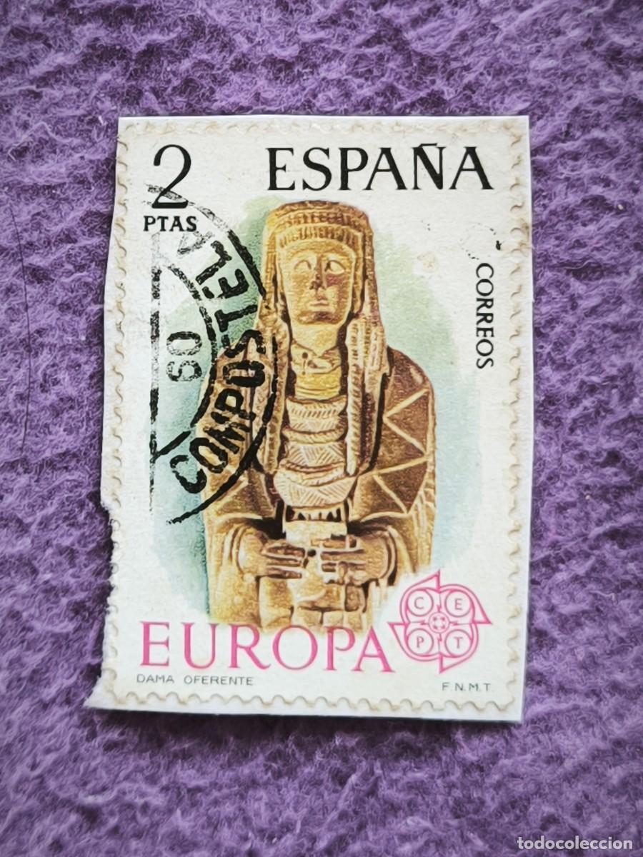 Selos: Sello Antiguo Espa&ntilde;a 2 Pesetas &ndash; Europa CEPT Dama Oferente Escultura Ib&eacute;rica Para Coleccionar