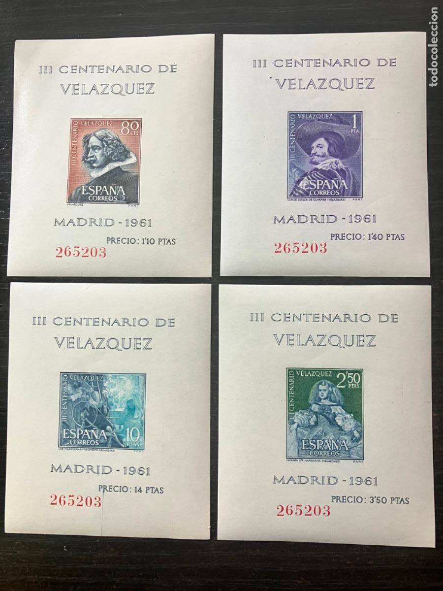 Sellos: HB Hojitas III Centenario de Vel&aacute;zquez 1961 - Nuevas - Buen estado y misma numeraci&oacute;n