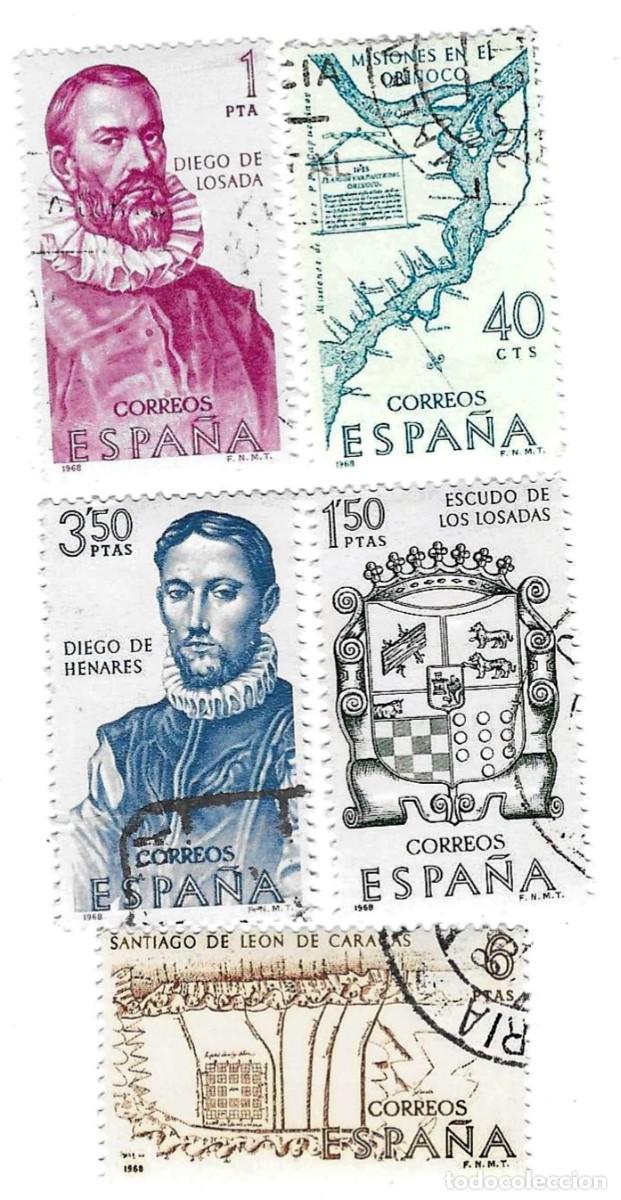Sellos: Serie sellos usados Espa&ntilde;a. Edifil n&ordm; 1889-93. Forjadores de Am&eacute;rica. ref. 1u-1889-93