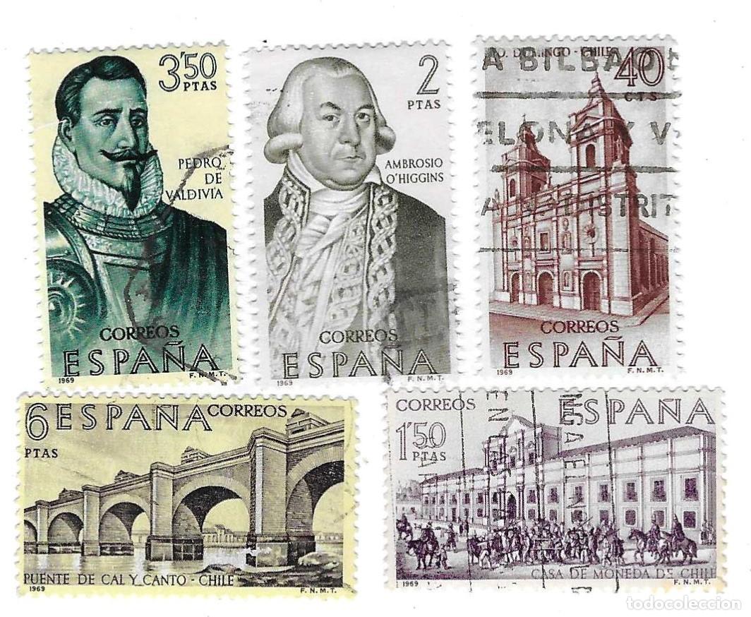 Sellos: Serie sellos usados Espa&ntilde;a. Edifil n&ordm; 1939-43. Forjadores de Am&eacute;rica. ref. 1u-1939-43
