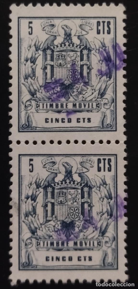 Sellos: 1960 FISCALES TIMBRE MOVIL 5 CTS. PAREJA - USADO.
