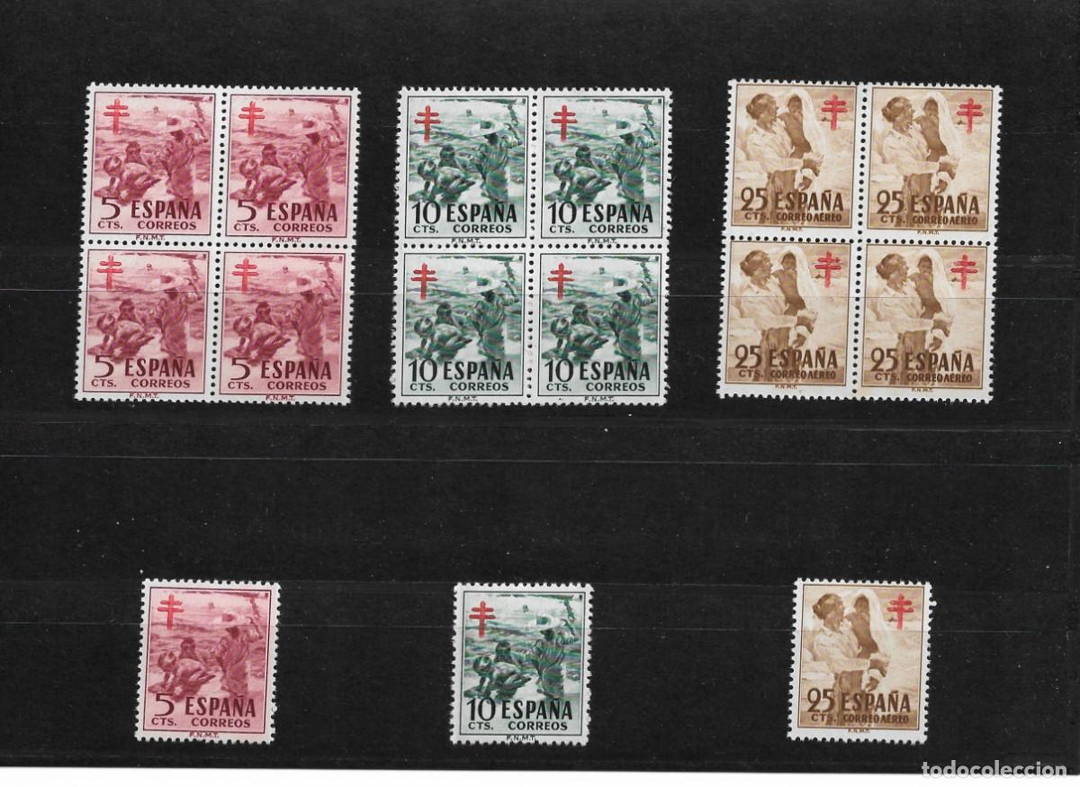 Selos: Sellos de Espa&ntilde;a A&ntilde;o 1951 Pro Tuberculosos Sellos nuevos** En bloque de 4 +1 N&ordm; Edifil 1103/05