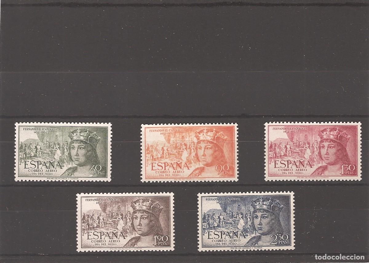 Selos: Sellos de Espa&ntilde;a A&ntilde;o 1952 Fernando El Cat&oacute;lico , Serie Aerea , Sellos nuevos** N&ordm; Edifil 1111/15
