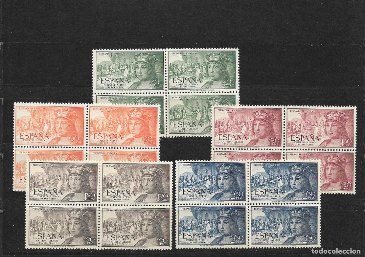 Stamps: Sellos de Espa&ntilde;a A&ntilde;o 1952 Fernando El Catolico Sellos nuevos** en bloque de 4** N&ordm; Edifil 1106/10