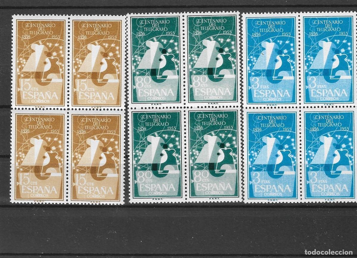 Stamps: Sellos de Espa&ntilde;a A&ntilde;o 1955 Tel&eacute;grafos Sellos nuevos** LUJO , en bloque de 4 N&ordm; Edifil 1180/82