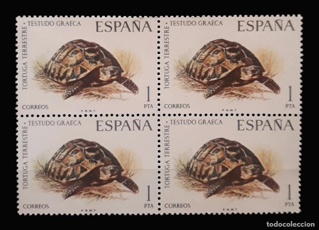 Sellos: ESPA&Ntilde;A 1974 TORTUGA TERRESTRE - FAUNA HISP&Aacute;NICA. BLOQUE DE 4. EDIFIL 2192. NUEVO - MNH.