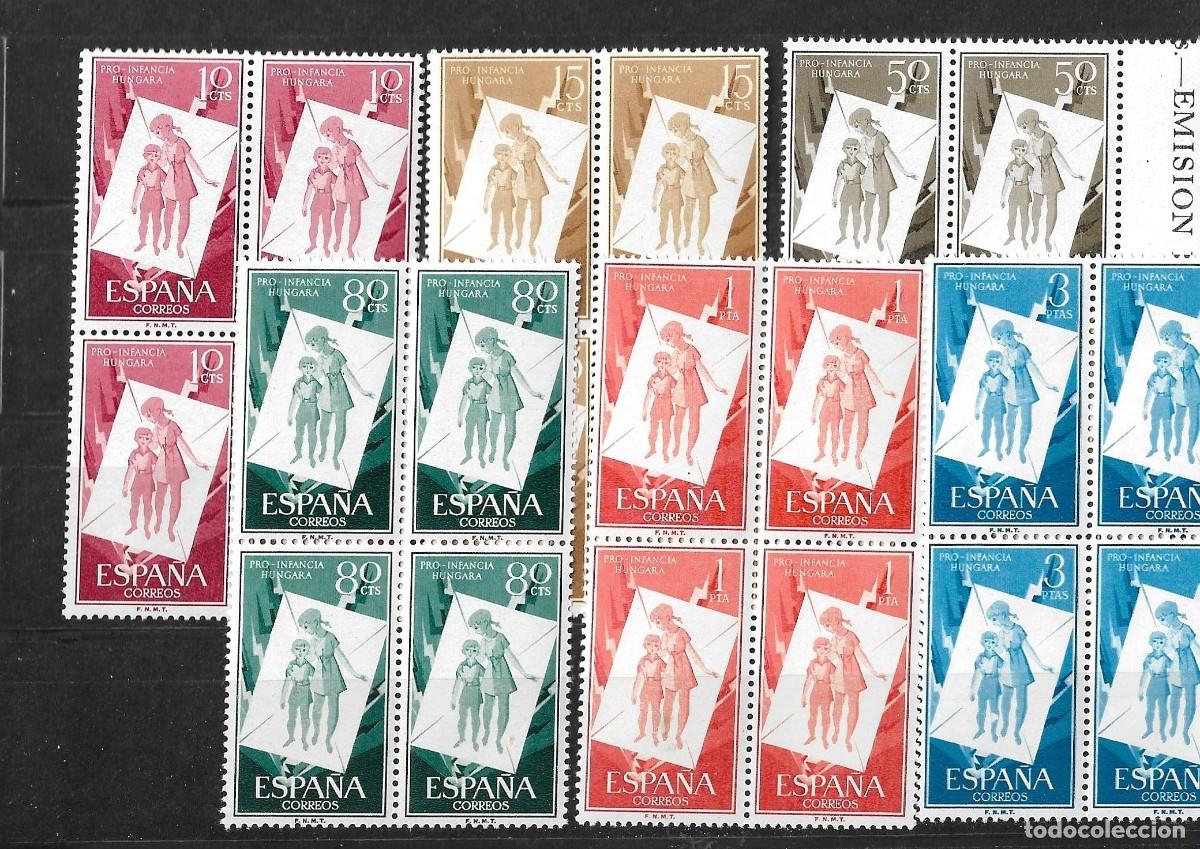Francobolli: Sellos de Espa&ntilde;a A&ntilde;o 1956 Pro Infancia H&uacute;ngara Sellos nuevos** en bloque de 4 N&ordm; Edfil 1200/06