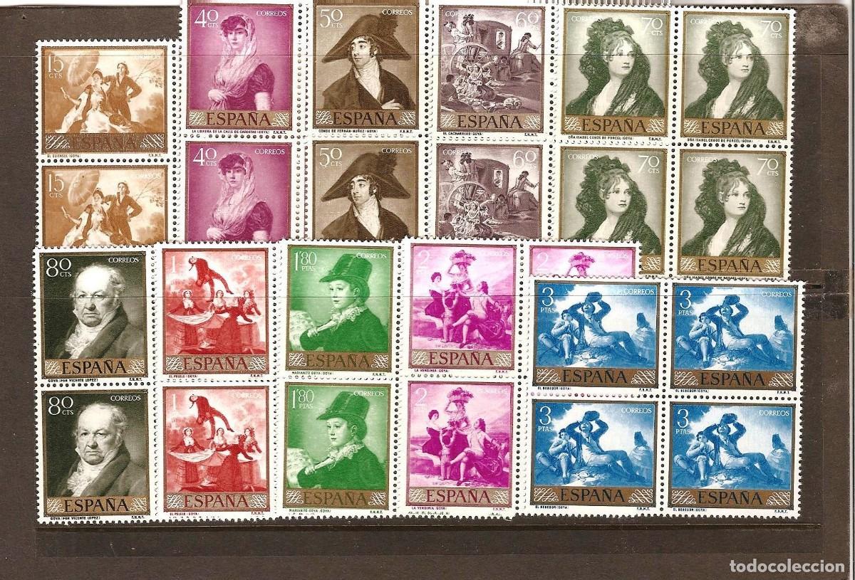 Francobolli: Sellos de Espa&ntilde;a A&ntilde;o 1958 Pintor Goya Sellos nuevos** en bloque de 4 N&ordm; Edifil 1210/19