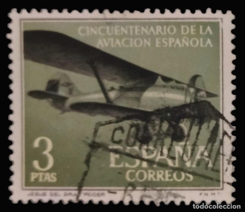 Sellos: ESPA&Ntilde;A 1961. 50 ANIVERSARIO DE LA AVIACION ESPA&Ntilde;OLA. EDIFIL 1403. USADO.