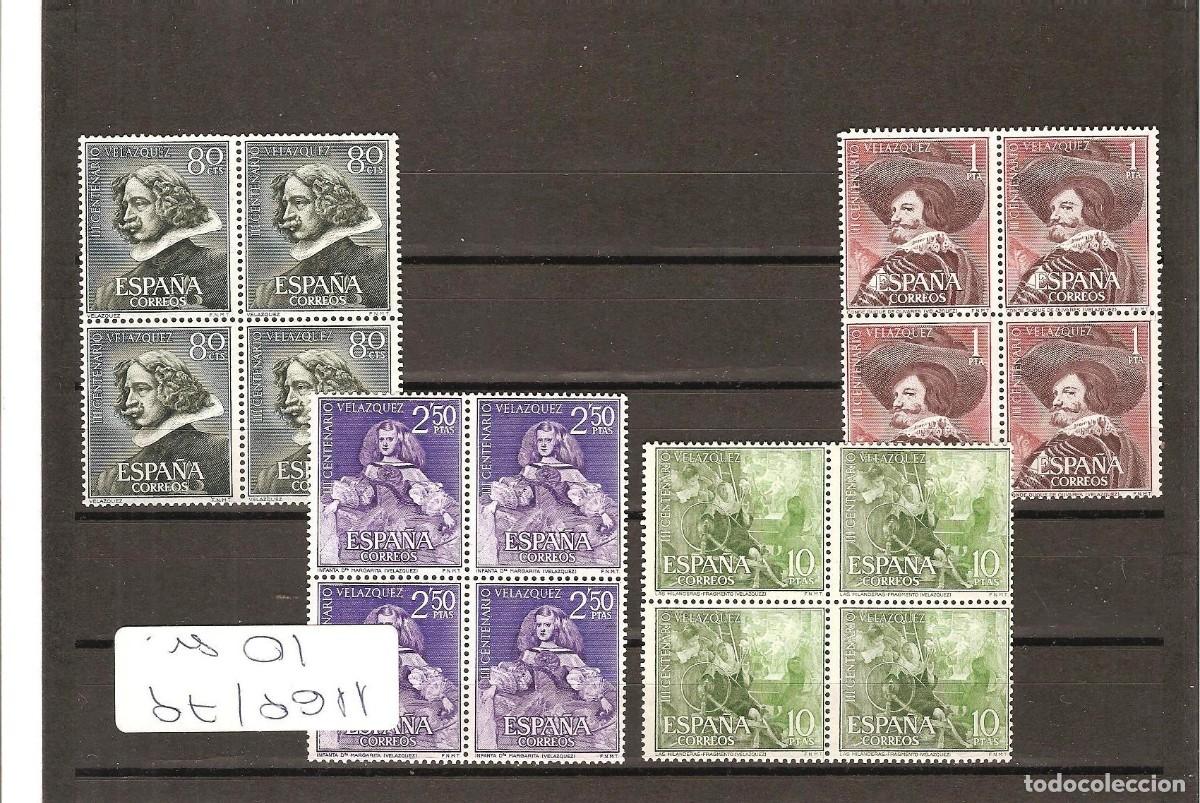 Selos: Sellos de Espa&ntilde;a A&ntilde;o 1961 Centenario Muerte de Vel&aacute;zquez sellos nuevos** en bloque de 4 N&ordm; 1340/43