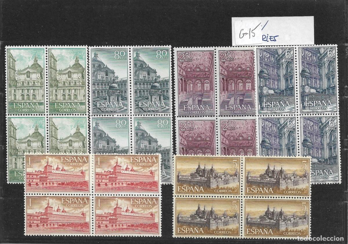 Stamps: Sellos de Espa&ntilde;a A&ntilde;o 1961 Monasterio del Escorial Sellos nuevos** en bloque de 4 N&ordm; Edifil 1382/87