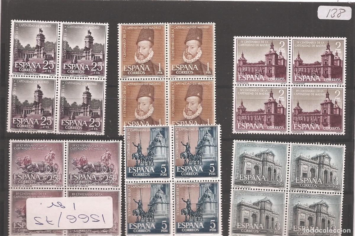 Stamps: Sellos de Espa&ntilde;a A&ntilde;o 1961 Capitalidad de Madrid Sellos nuevos** en bloque de 4 N&ordm; Edifil 1388/93