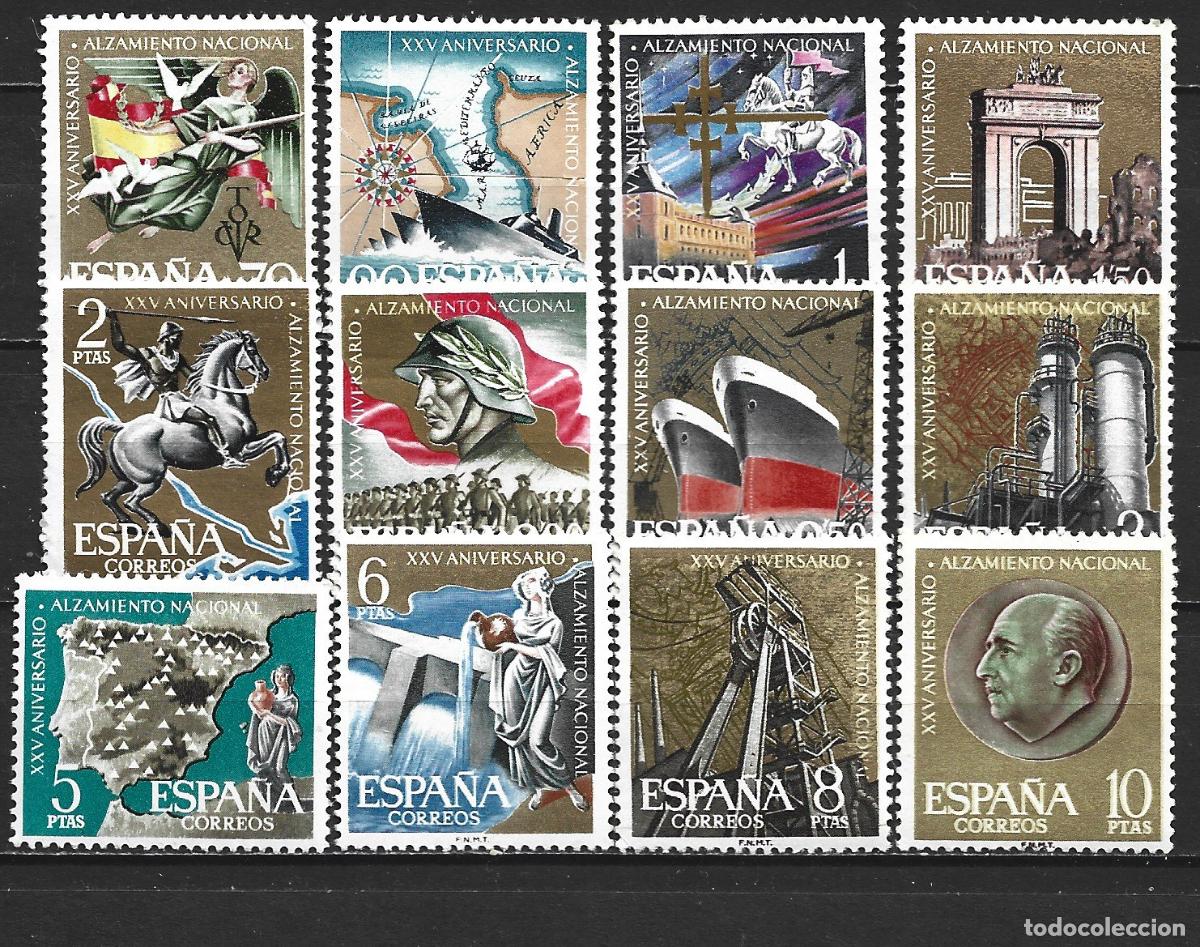 Sellos: ESPA&Ntilde;A EDIFIL NUM. 1353/1364 * SERIE COMPLETA CON FIJASELLOS