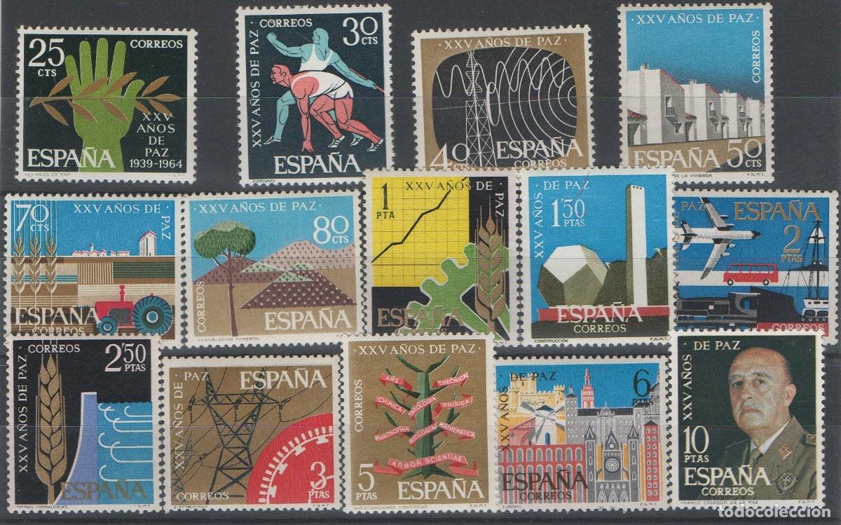 Stamps: Sellos de Espa&ntilde;a A&ntilde;o 1964 XXV A&ntilde;os de Paz , sellos nuevos** N&ordm; Edifil 1576/89