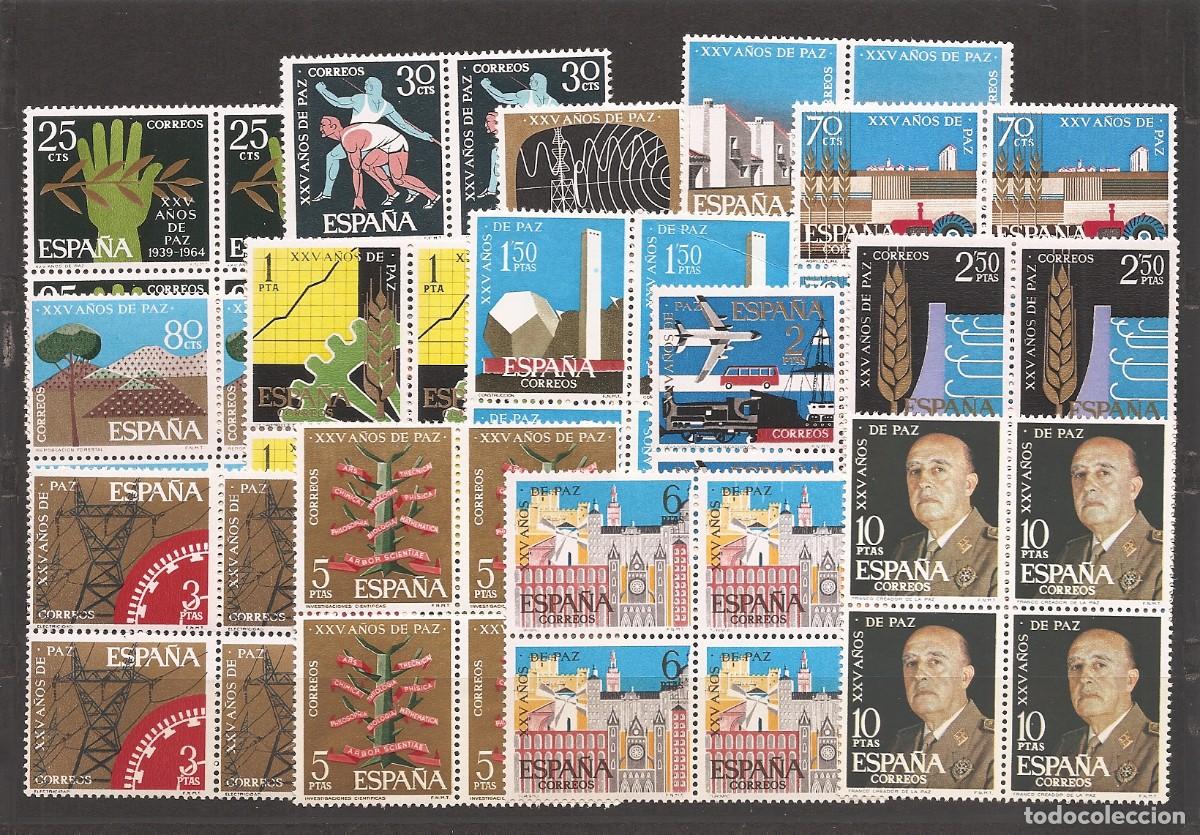 Stamps: Sellos de Espa&ntilde;a A&ntilde;o 1964 XXV A&ntilde;os de Paz , sellos nuevos** en bloque de 4 N&ordm; Edifil 1576/89