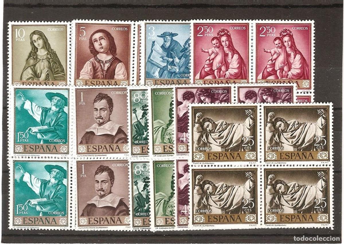 Selos: Sellos de Espa&ntilde;a A&ntilde;o 1962 Pintor Zurbar&aacute;n sellos nuevos** en bloque de 4 N&ordm; Edifil 1418/27