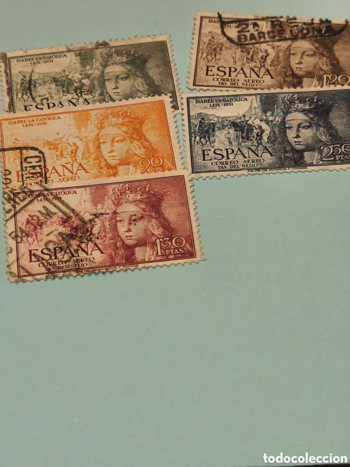Selos: Serie completa usada Isabel aerea,2 centenario Espa&ntilde;a escasa ver