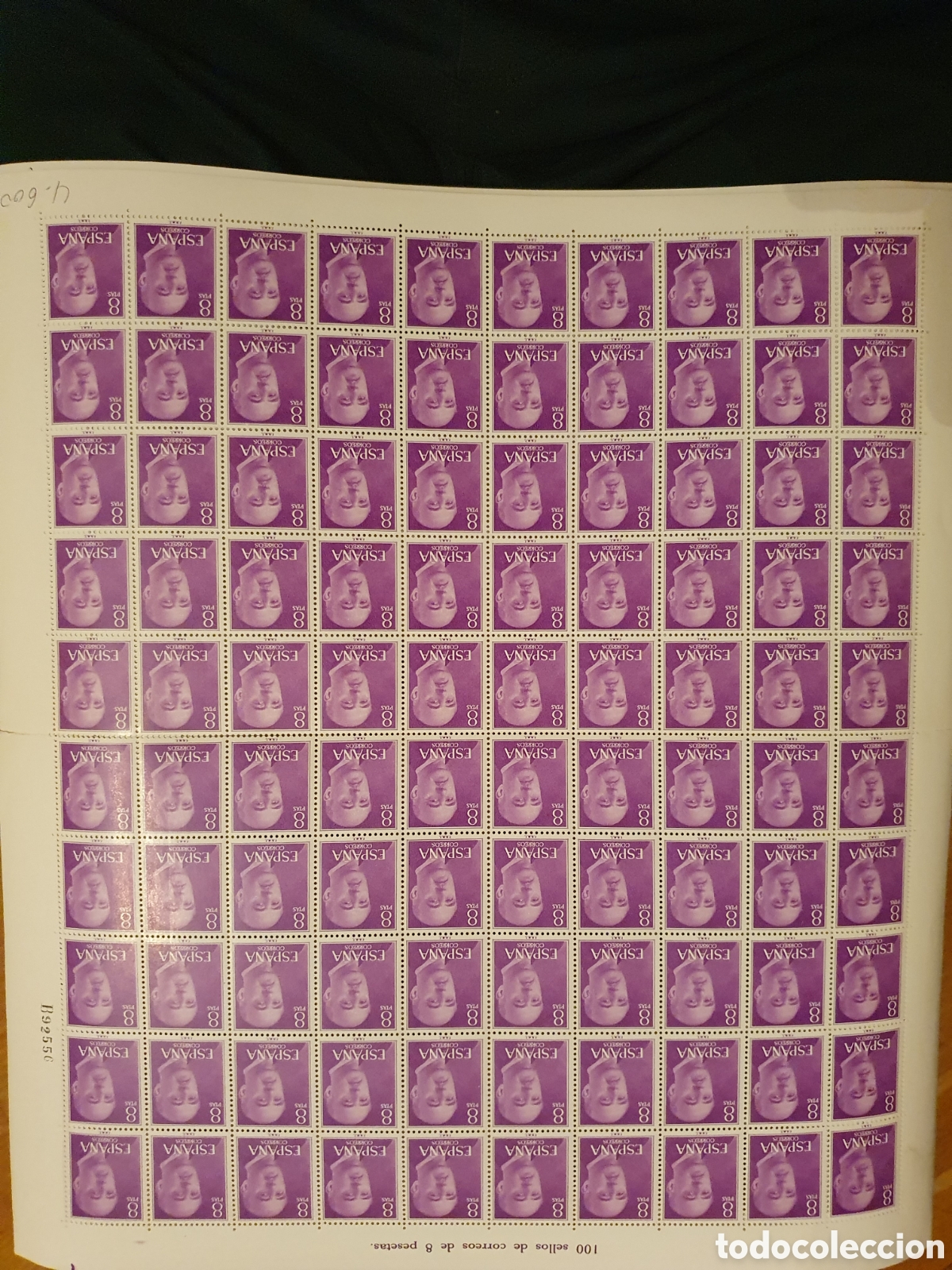 Stamps: Pliego 100 sellos de 8 pesetas Franco