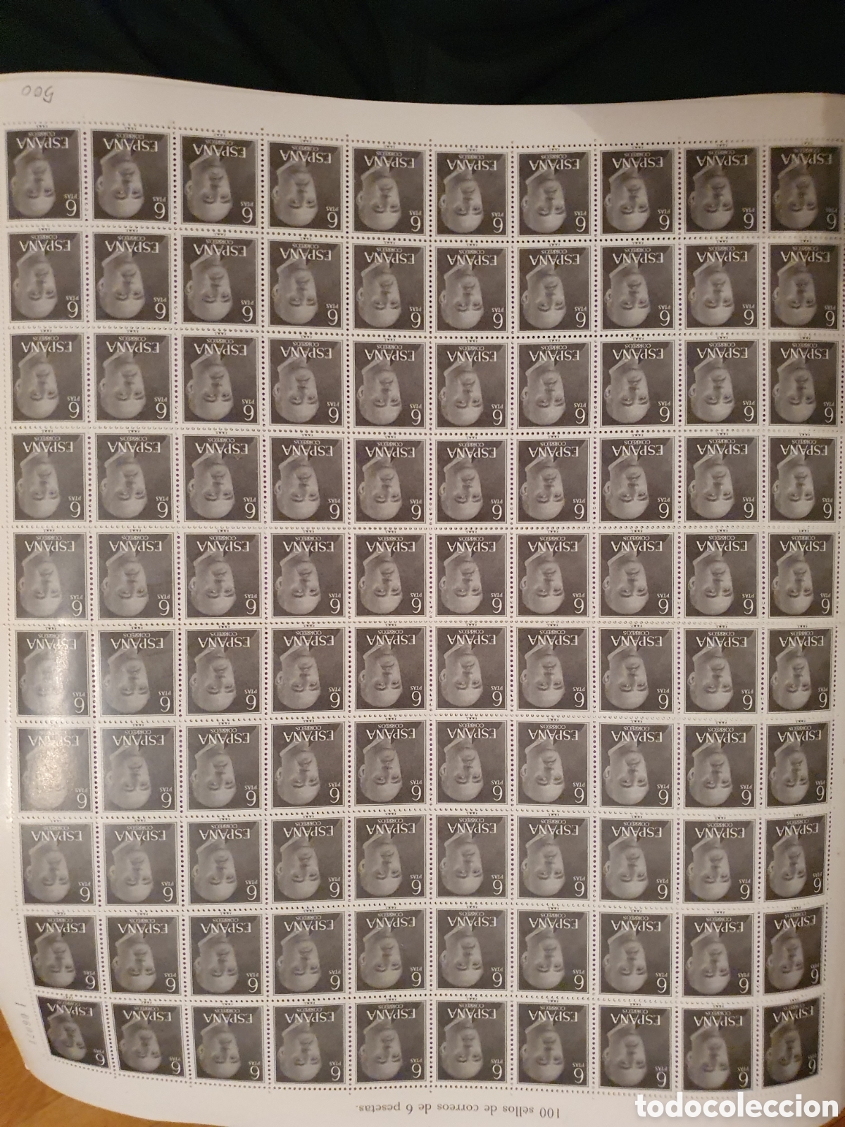 Stamps: Pliego 100 sellos de 6 pesetas Franco