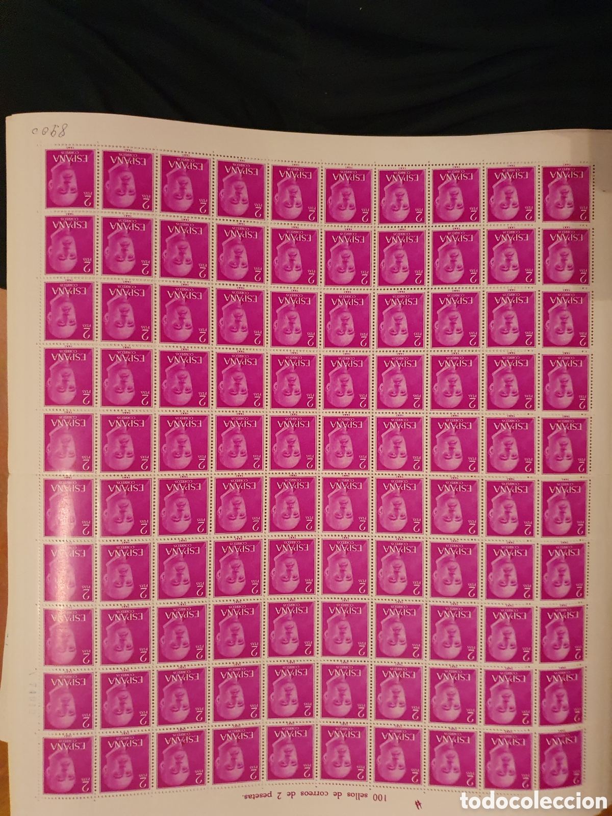 Stamps: Pliego 100 sellos de 2 pesetas Franco