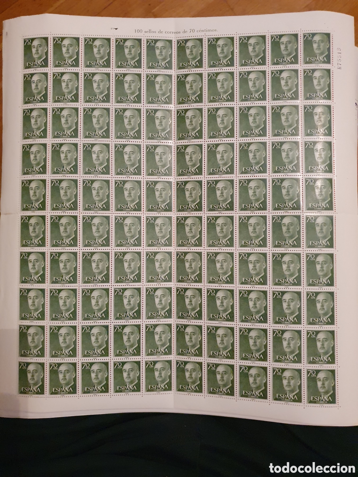 Sellos: Pliego 100 sellos de 70 c&eacute;ntimos Franco - Foto 1