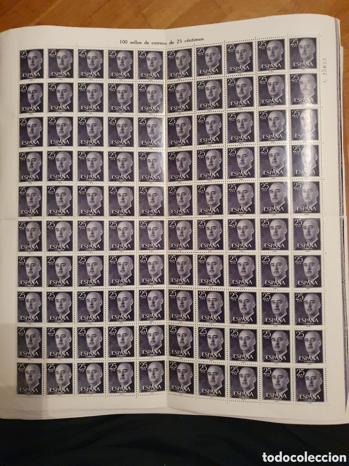 Sellos: Pliego 100 sellos de 25 c&eacute;ntimos Franco - Foto 1