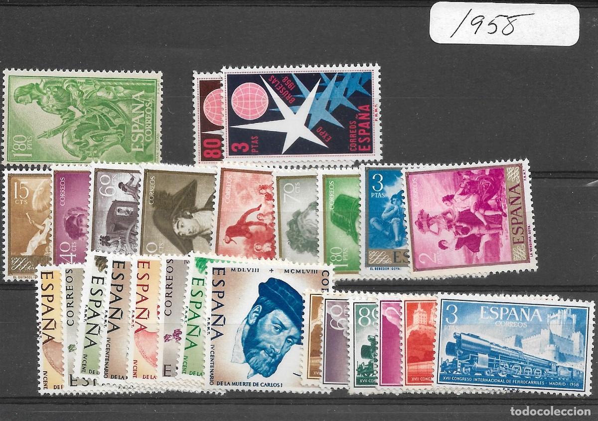 Briefmarken: Sellos de Espa&ntilde;a A&ntilde;o 1958 A&ntilde;o completo Sellos nuevos** SIN HB BRUSELAS