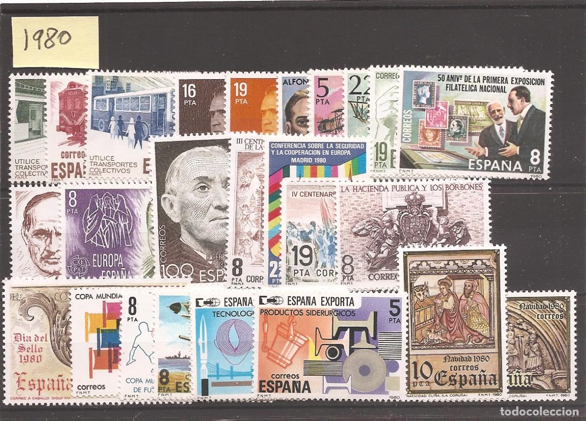 Timbres: Sellos de Espa&ntilde;a A&ntilde;o 1980 A&ntilde;o completo Sellos nuevos** Incluye HB ESPAMER&acute;80 y Tapiz nuevas**