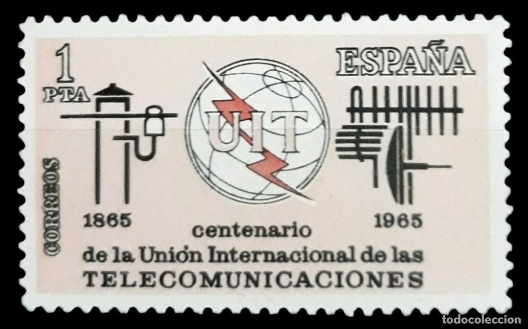 Sellos: ESPA&Ntilde;A 1965 Centenario de la Uni&oacute;n Internacional de las Telecomunicaciones. EDIFIL 1670. NUEVO - MNH