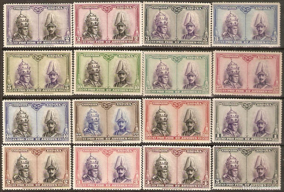 Sellos: 1928 CATACUMBAS PARA SANTIAGO EDIFIL 418/433* CON FIJASELLOS