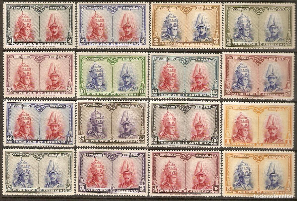 Sellos: 1928 CATACUMBAS PARA TOLEDO EDIFIL 402/417* CON FIJASELLOS