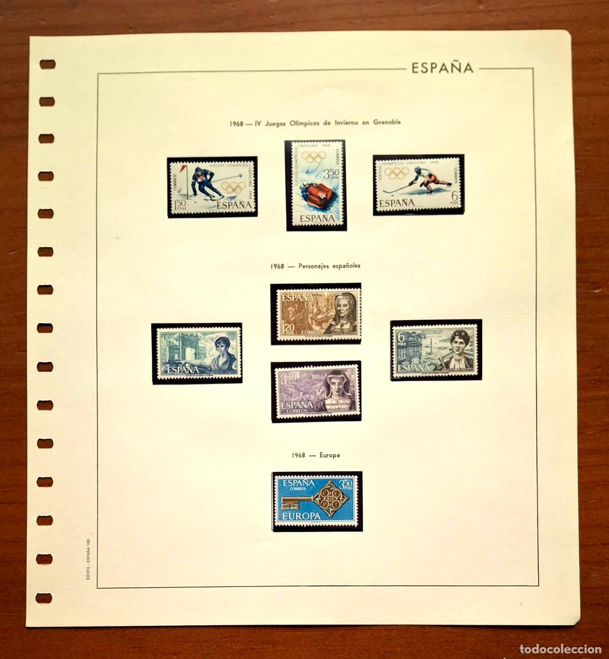 Sellos: Hoja Edifil a&ntilde;o 1968 con sellos nuevos MNH **