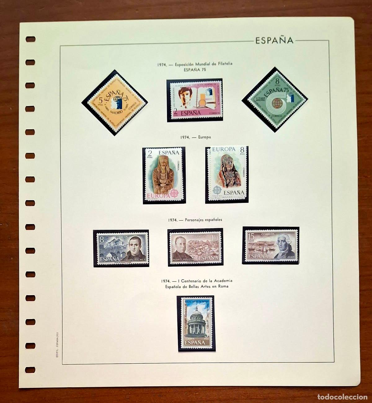 Sellos: Hoja Edifil a&ntilde;o 1974 con sellos nuevos MNH **