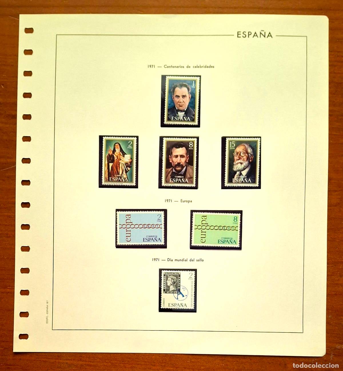 Sellos: Hoja Edifil a&ntilde;o 1971 con sellos nuevos MNH **