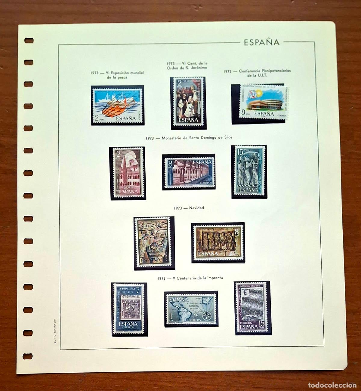 Sellos: Hoja Edifil a&ntilde;o 1973 con sellos nuevos MNH **