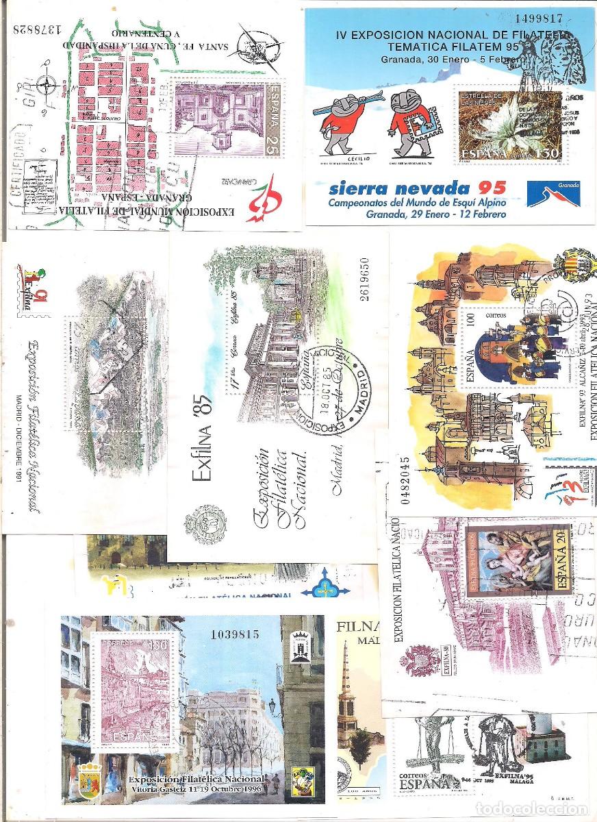 Sellos: lote de nueve hojitas usadas de Espa&ntilde;a de Lujo