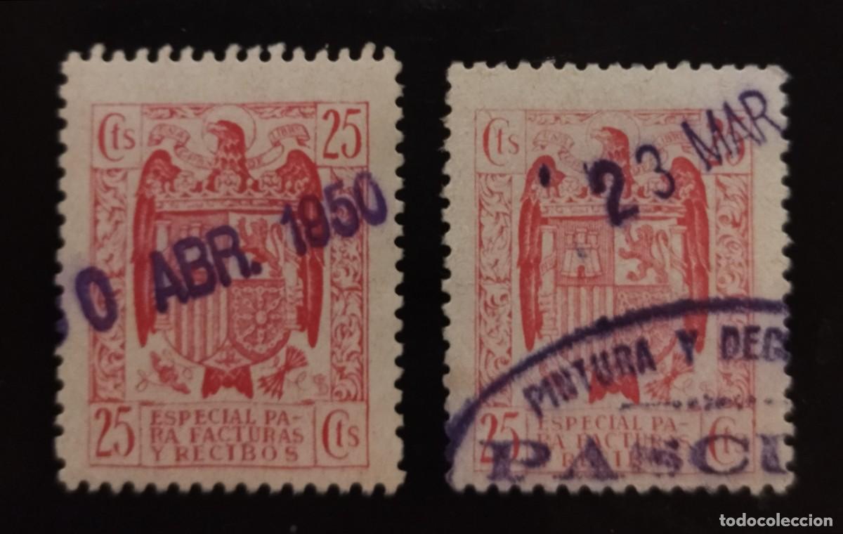 Sellos: 2 FISCALES ESPECIAL PARA FACTURAS 25 CTS. USADO.