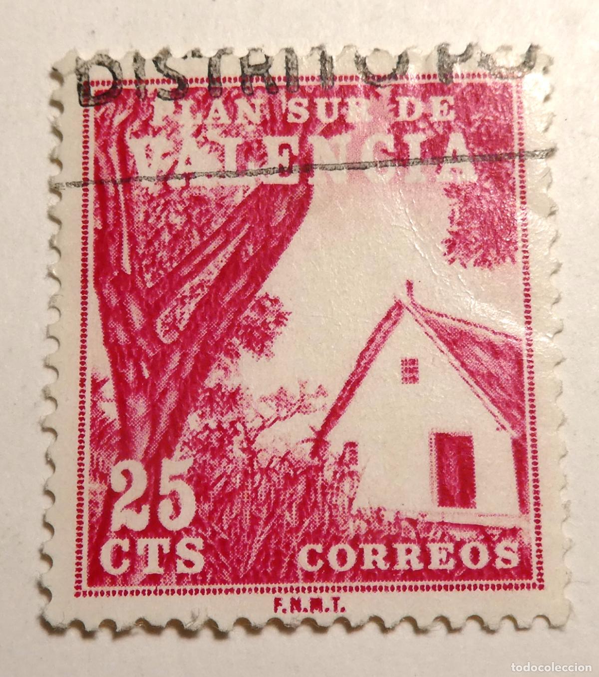 Sellos: Sello postal 25 c&eacute;ntimos 1964 ,Plan Sur de Valencia - Foto 1