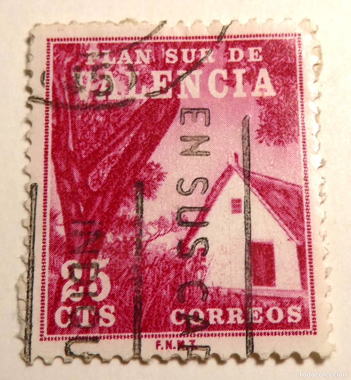 Sellos: Sello postal 25 c&eacute;ntimos 1964 ,Plan Sur de Valencia - Foto 1