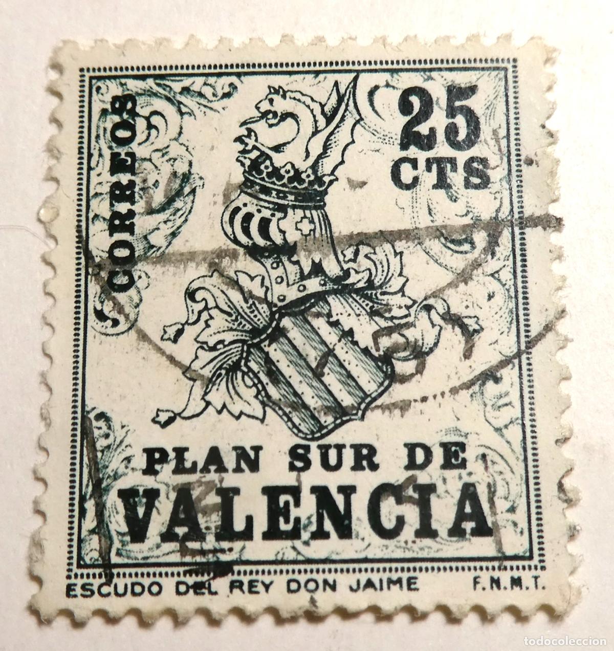 Sellos: Sello postal 25 c&eacute;ntimos 1963 ,Plan Sur de Valencia