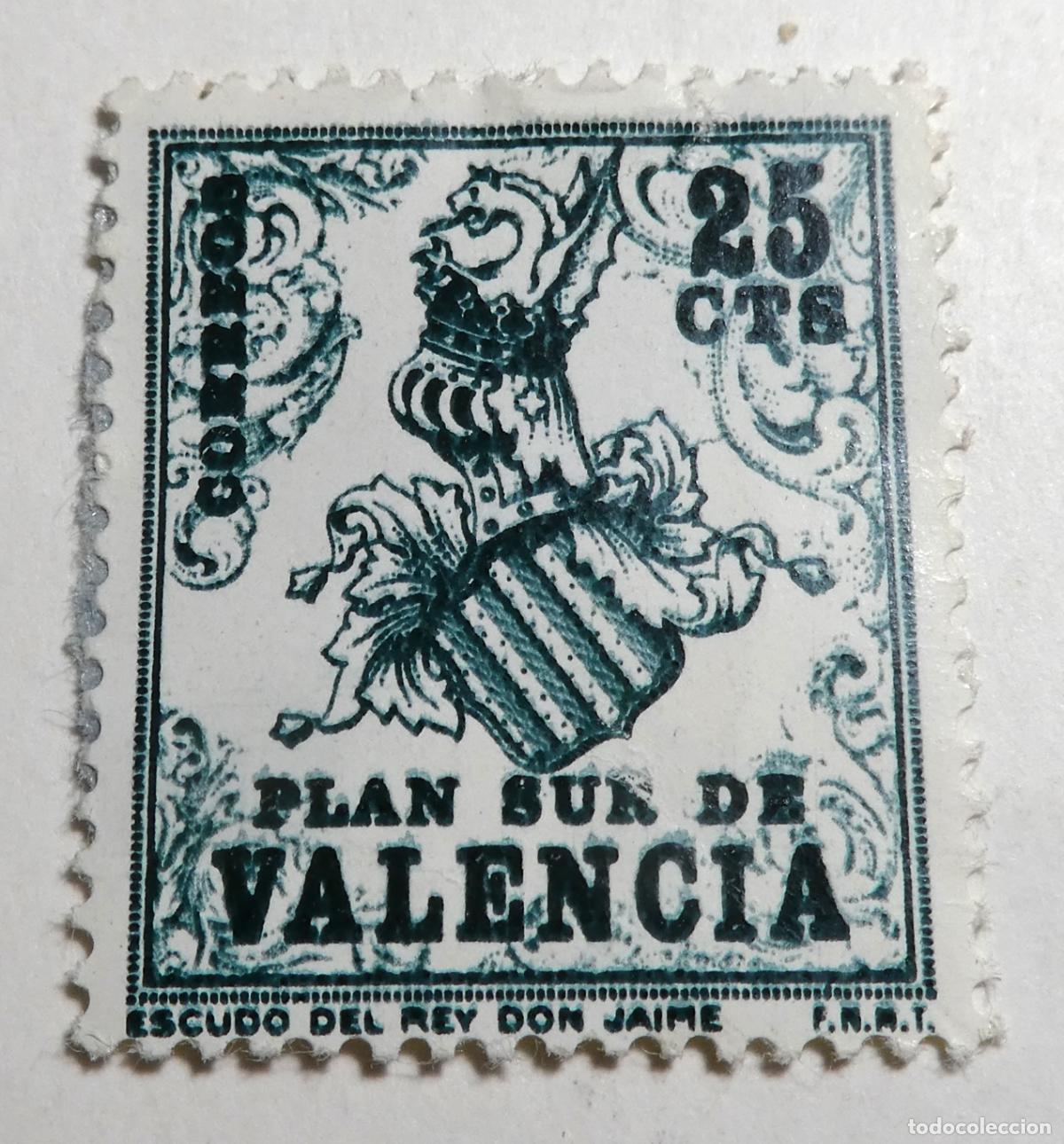 Sellos: Sello postal 25 c&eacute;ntimos 1963 ,Plan Sur de Valencia