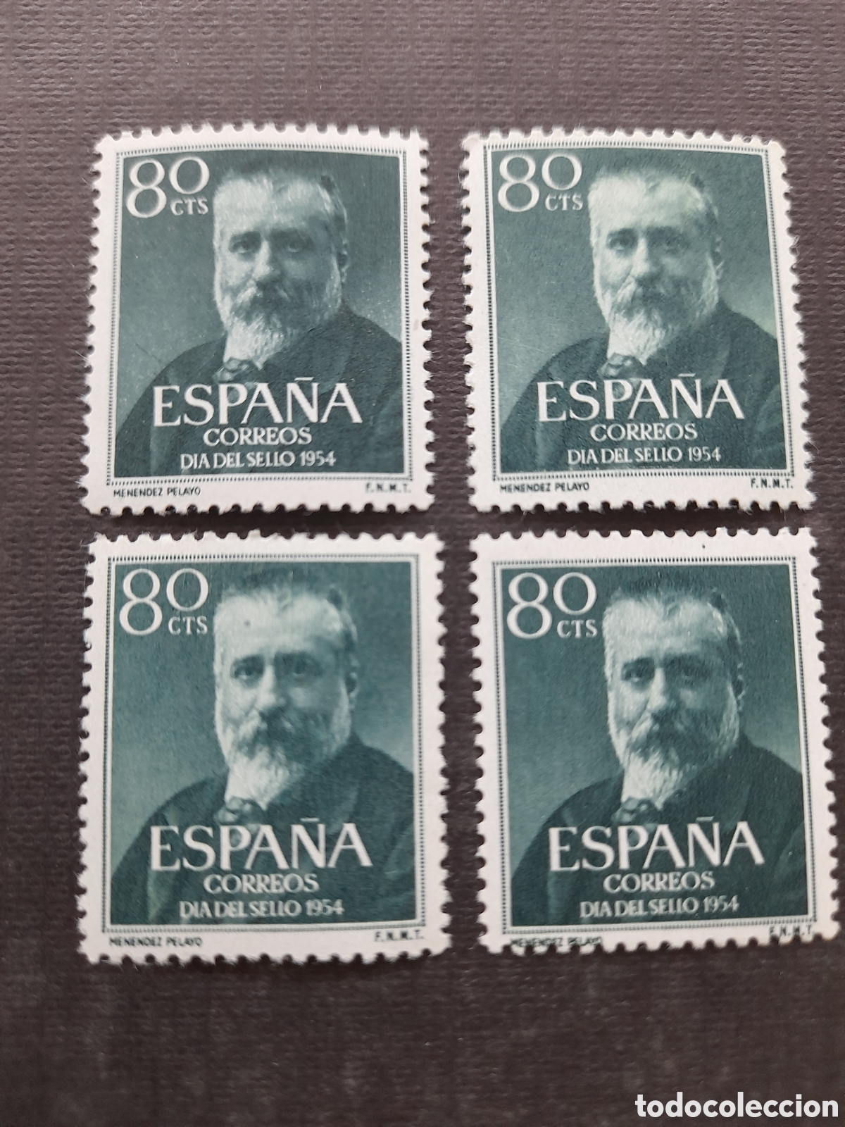 Sellos: LOTE 4 SELLOS MARCELINO MEN&Eacute;NDEZ Y PELAYO 1954