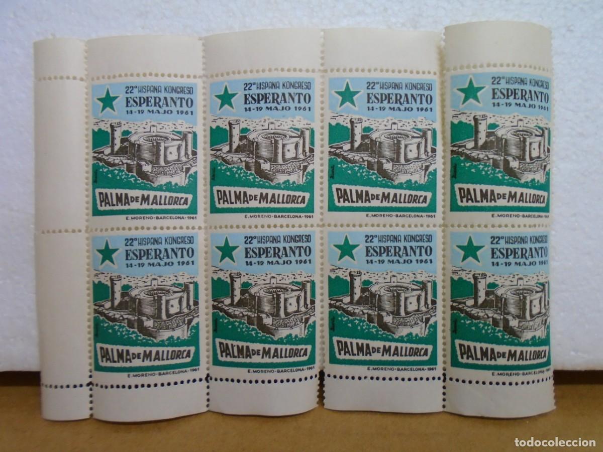 Sellos: LOTE DE 8 VI&Ntilde;ETAS DEL HISPANA KONGRESO DE ESPERANTO,PALMA DE MALLORCA 1961.